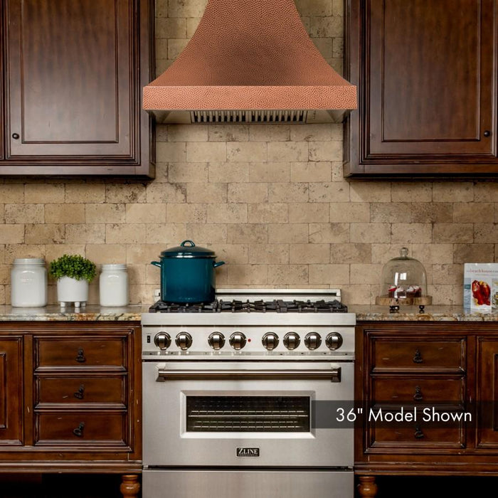 ZLINE 36" Hand - Hammered Copper Finish Wall Range Hood, 8632H - 36 - Farmhouse Kitchen and Bath