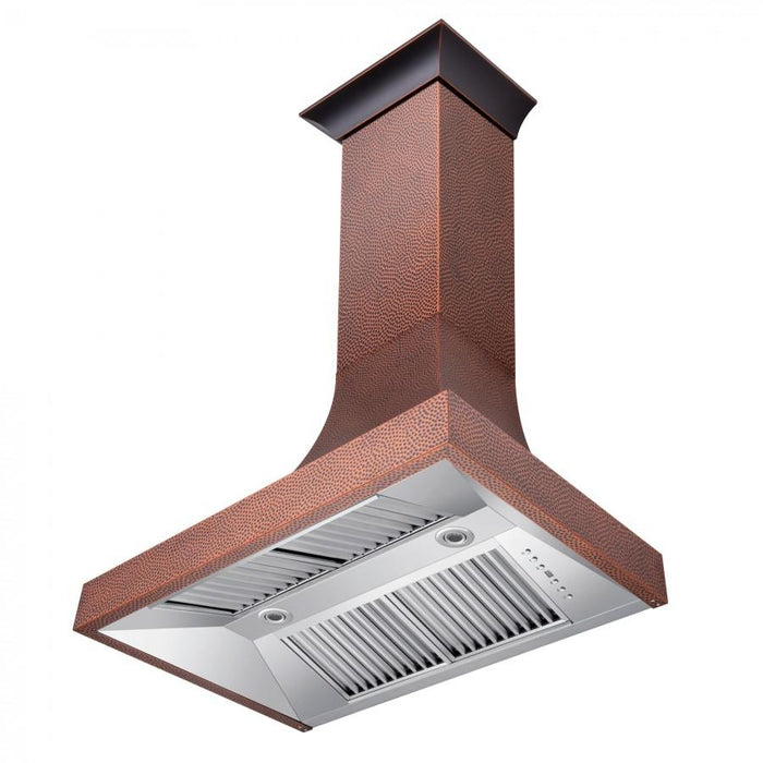 ZLINE 36" Hand - Hammered Copper Finish Wall Range Hood, 8632H - 36 - Farmhouse Kitchen and Bath
