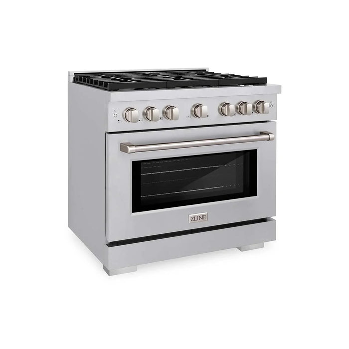 ZLINE 36 in. 5.2 cu. ft. 6 Burner Gas Range with Convection Gas Oven in Stainless Steel, SGR36 - Farmhouse Kitchen and Bath