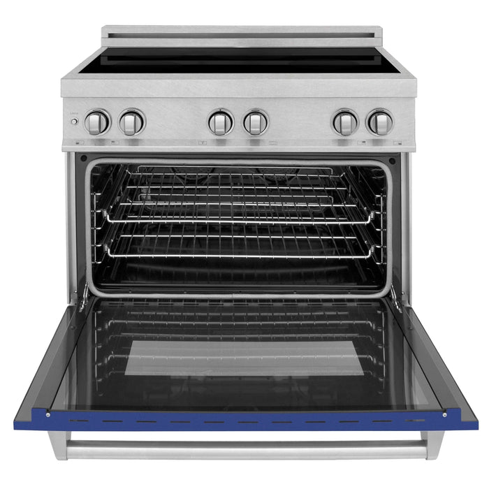 ZLINE 36" Induction Range in DuraSnow with a 4 Element Stove and Electric Oven RAINDS - BM - 36 - Farmhouse Kitchen and Bath