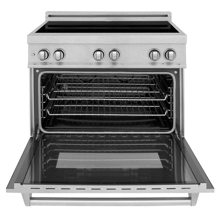 ZLINE 36" Induction Range in DuraSnow with a 4 Element Stove and Electric Oven RAINDS - SN - 36 - Farmhouse Kitchen and Bath