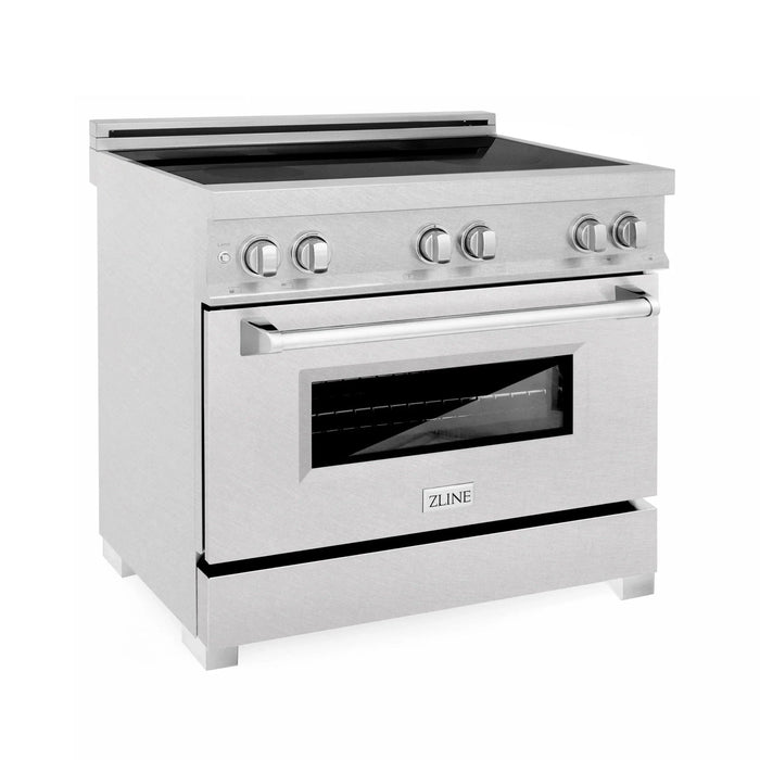 ZLINE 36" Induction Range in DuraSnow with a 4 Element Stove and Electric Oven RAINDS - SN - 36 - Farmhouse Kitchen and Bath
