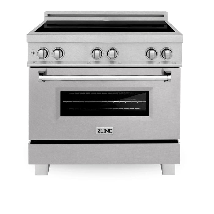 ZLINE 36" Induction Range in DuraSnow with a 4 Element Stove and Electric Oven RAINDS - SN - 36 - Farmhouse Kitchen and Bath
