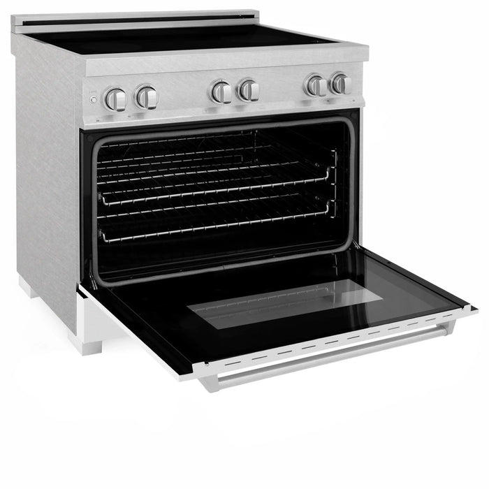 ZLINE 36" Induction Range in DuraSnow with a 4 Element Stove and Electric Oven RAINDS - WM - 36 - Farmhouse Kitchen and Bath