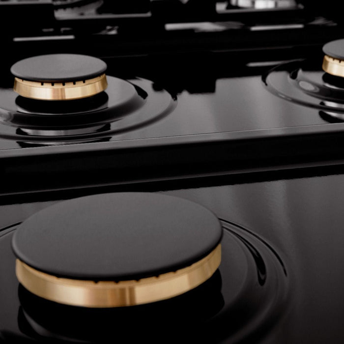 ZLINE 36" Porcelain Rangetop, Black Stainless, Brass Burners,RTB - BR - 36 - Farmhouse Kitchen and Bath