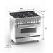 ZLINE 36" Professional Dual Fuel Range in Snow Stainless, Blue Gloss Door, RAS - BG - 36 - Farmhouse Kitchen and Bath