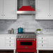 ZLINE 36" Professional Dual Fuel Range in Snow Stainless with Red Gloss Door, RAS - RG - 36 - Farmhouse Kitchen and Bath