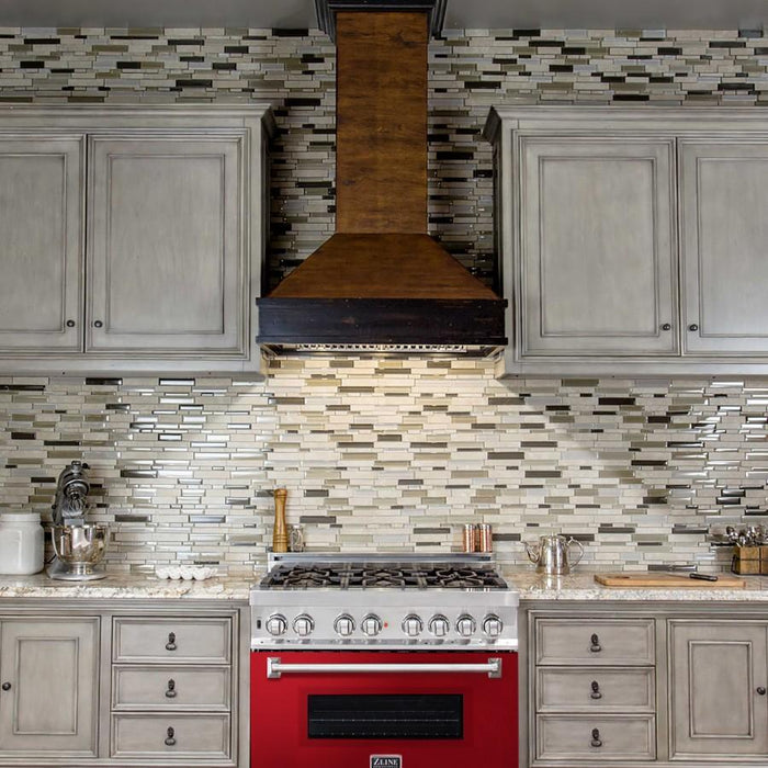 ZLINE 36" Professional Dual Fuel Range, Red Gloss Door, RA - RG - 36 - Farmhouse Kitchen and Bath