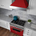 ZLINE 36" Professional Dual Fuel Range, Snow Stainless, Red Matte Door, RAS - RM - 36 - Farmhouse Kitchen and Bath