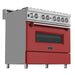 ZLINE 36" Professional Dual Fuel Range, Snow Stainless, Red Matte Door, RAS - RM - 36 - Farmhouse Kitchen and Bath