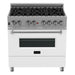 ZLINE 36" Professional Dual Fuel Range, Snow Stainless, White Matte Door, RAS - WM - 36 - Farmhouse Kitchen and Bath