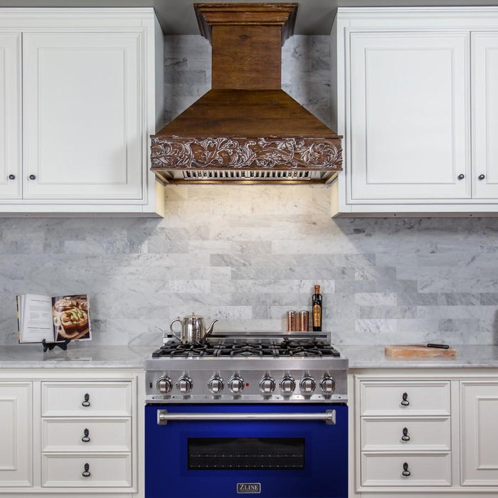 ZLINE 36" Professional Dual Fuel Range with Blue Gloss Door, RA - BG - 36 - Farmhouse Kitchen and Bath
