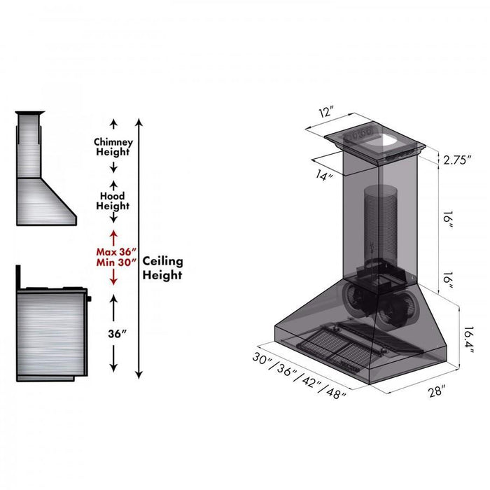 ZLINE 36" Professional Wall Range Hood, Built - in CrownSound® Bluetooth Speakers, 697CRN - BT - 36 - Farmhouse Kitchen and Bath