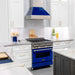 ZLINE 36" Snow Finish Wall Range Hood, Blue Gloss Shell, 8654BG - 36 - Farmhouse Kitchen and Bath
