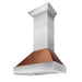 ZLINE 36" Snow Finish Wall Range Hood, Hammered Copper Shell, 8654HH - 36 - Farmhouse Kitchen and Bath