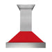 ZLINE 36" Snow Finish Wall Range Hood, Red Matte Shell, 8654RM - 36 - Farmhouse Kitchen and Bath