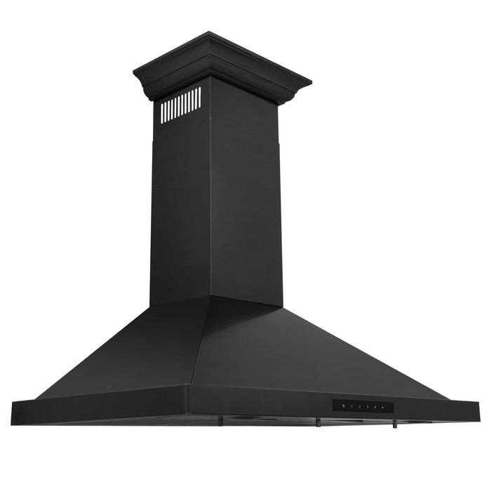 ZLINE 36" Wall Range Hood, Black Stainless, Crown Molding, BSKBNCRN - 36 - Farmhouse Kitchen and Bath