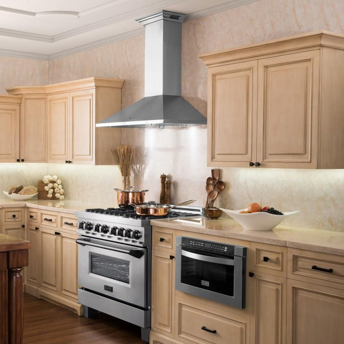 ZLINE 36" Wall Range Hood, Built - in CrownSound® Bluetooth Speakers, KL2CRN - BT - 36 - Farmhouse Kitchen and Bath