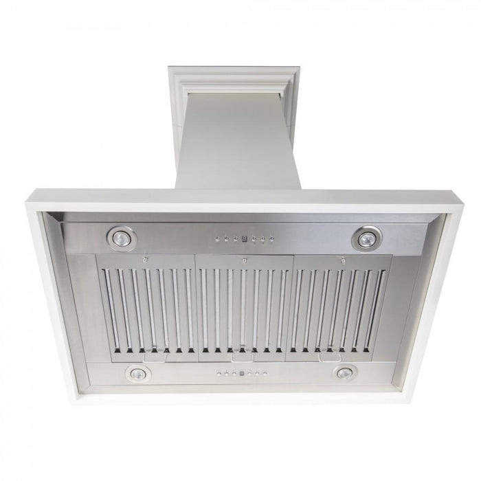 ZLINE 36" Wooden Island Range Hood in Cottage White, KBiTT - 36 - Farmhouse Kitchen and Bath