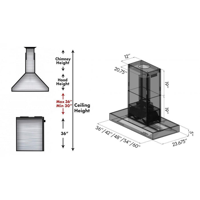 ZLINE 42" Stainless Steel Island Range Hood, KECOMi - 42 - Farmhouse Kitchen and Bath