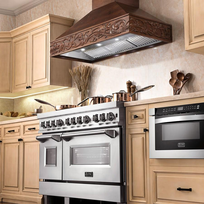 ZLINE 42" Wooden Wall Range Hood, Remote Motor, 373RR - RD - 42 - Farmhouse Kitchen and Bath
