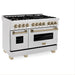 ZLINE 48" Autograph Dual Fuel Range, DuraSnow, Bronze, RASZ - SN - 48 - CB - Farmhouse Kitchen and Bath