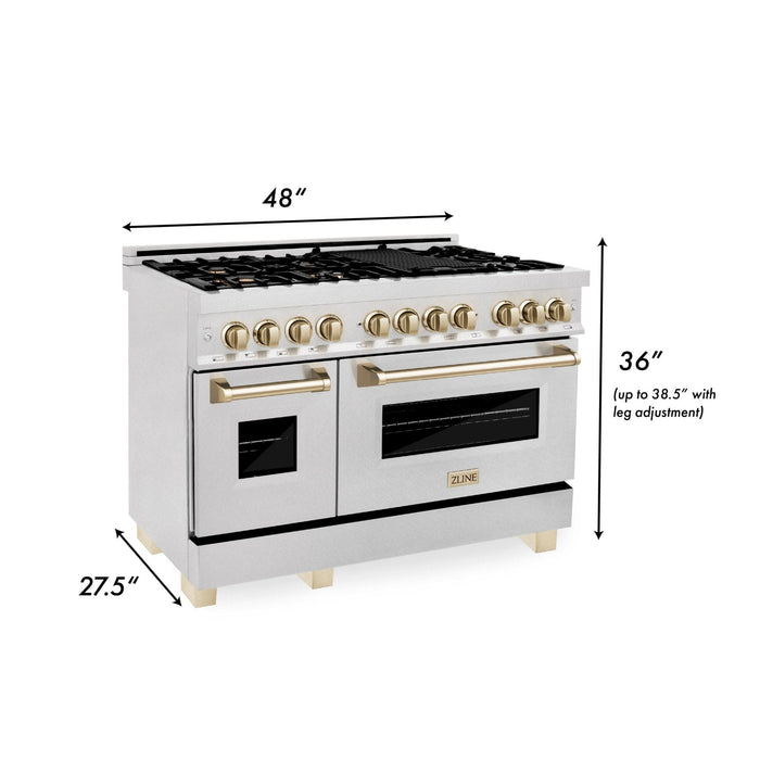 ZLINE 48" Autograph Dual Fuel Range, DuraSnow, Bronze, RASZ - SN - 48 - CB - Farmhouse Kitchen and Bath
