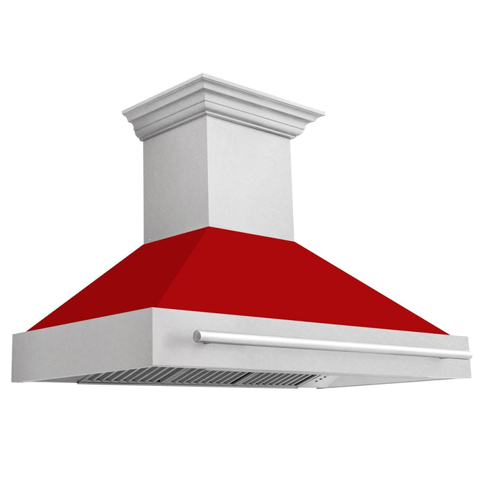 ZLINE 48" Autograph DuraSnow Red Stainless Wall Range Hood 8654SNX - RM - 48 - Farmhouse Kitchen and Bath