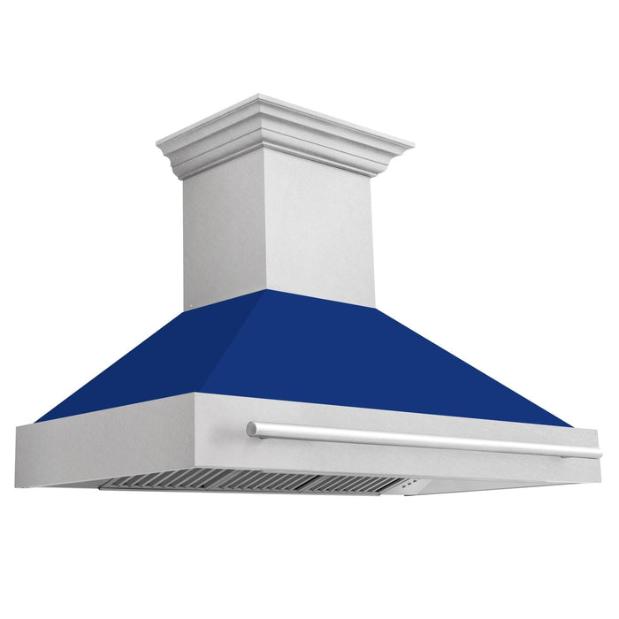 ZLINE 48" Autograph DuraSnow Stainless Blue Wall Range Hood 8654SNX - BG - 48 - Farmhouse Kitchen and Bath