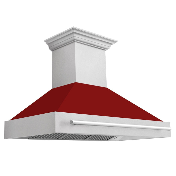 ZLINE 48" Autograph DuraSnow Stainless Red Wall Range Hood 8654SNX - RG - 48 - Farmhouse Kitchen and Bath