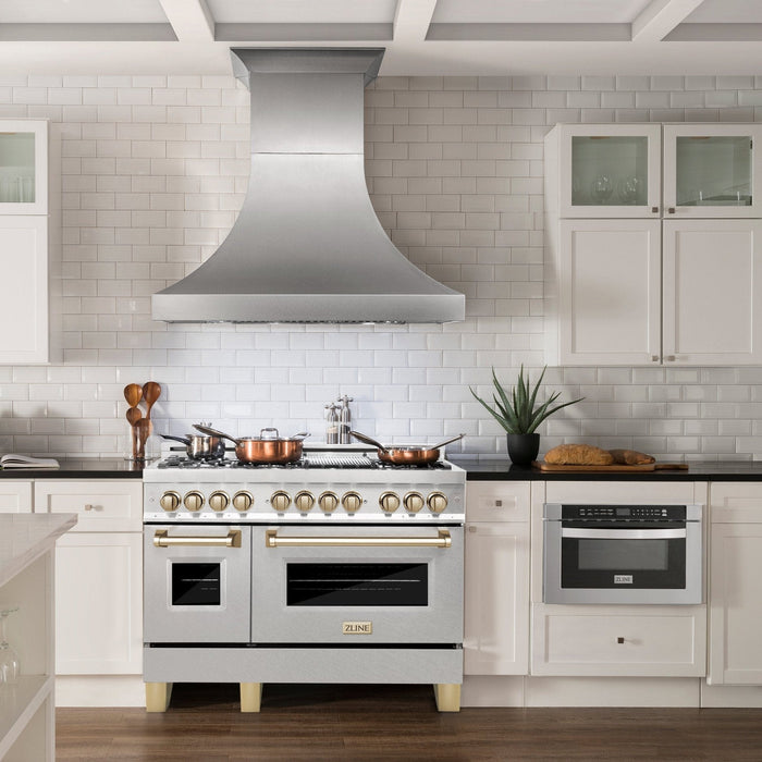 ZLINE 48" Autograph Edition Dual Fuel Range, DuraSnow, RASZ - SN - 48 - G - Farmhouse Kitchen and Bath