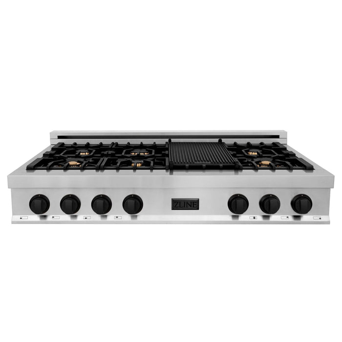 ZLINE 48" Autograph Porcelain Rangetop, Stainless, Gold, RTZ - 48 - MB - Farmhouse Kitchen and Bath