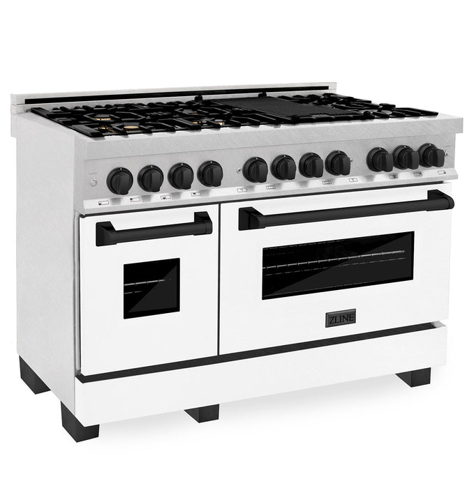 ZLINE 48" Autograph, Range, Dual Fuel, White door, RASZ - WM - 48 - MB - Farmhouse Kitchen and Bath