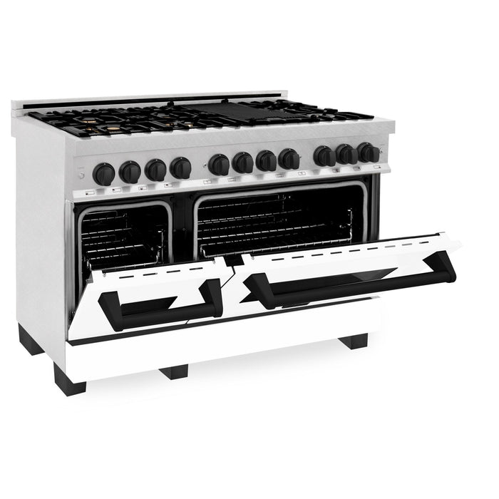 ZLINE 48" Autograph, Range, Dual Fuel, White door, RASZ - WM - 48 - MB - Farmhouse Kitchen and Bath