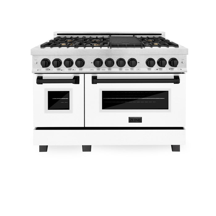 ZLINE 48" Autograph, Range, Dual Fuel, White door, RASZ - WM - 48 - MB - Farmhouse Kitchen and Bath