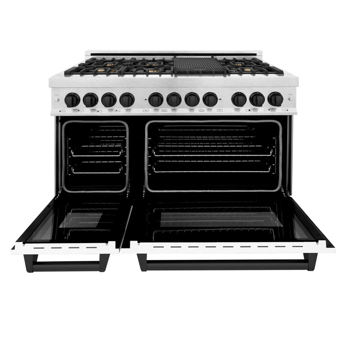 ZLINE 48" Autograph, Range, Dual Fuel, White door, RASZ - WM - 48 - MB - Farmhouse Kitchen and Bath
