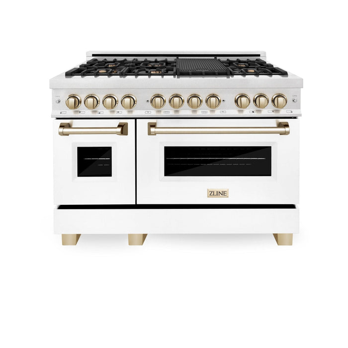 ZLINE 48" Autograph, Range, Dual Fuel, White Matte Door RAZ - WM - 48 - G - Farmhouse Kitchen and Bath