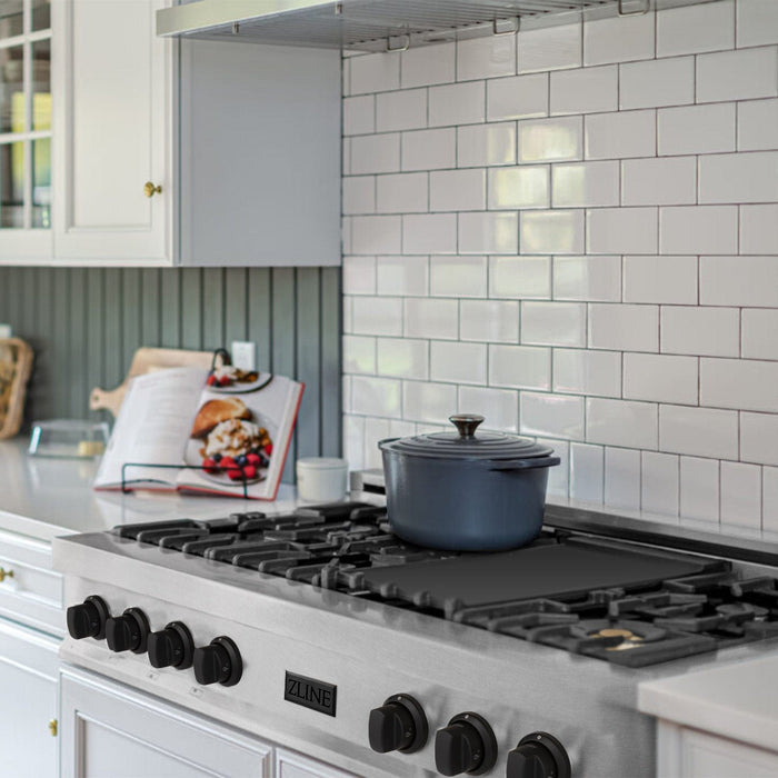 ZLINE 48" Autograph Rangetop, DuraSnow, Gold Accents RTSZ - 48 - MB - Farmhouse Kitchen and Bath