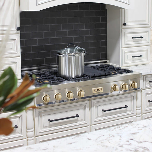 ZLINE 48" Autograph Rangetop, Stainless, Gold Accents, RTZ - 48 - G - Farmhouse Kitchen and Bath