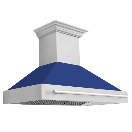 ZLINE 48" Autograph Stainless Blue Gloss Wall Range Hood, 8654STX - BG - 48 - Farmhouse Kitchen and Bath