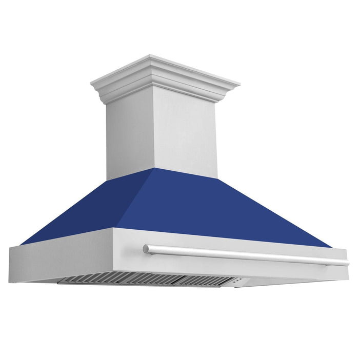 ZLINE 48" Autograph Stainless Blue Gloss Wall Range Hood, 8654STX - BG - 48 - Farmhouse Kitchen and Bath
