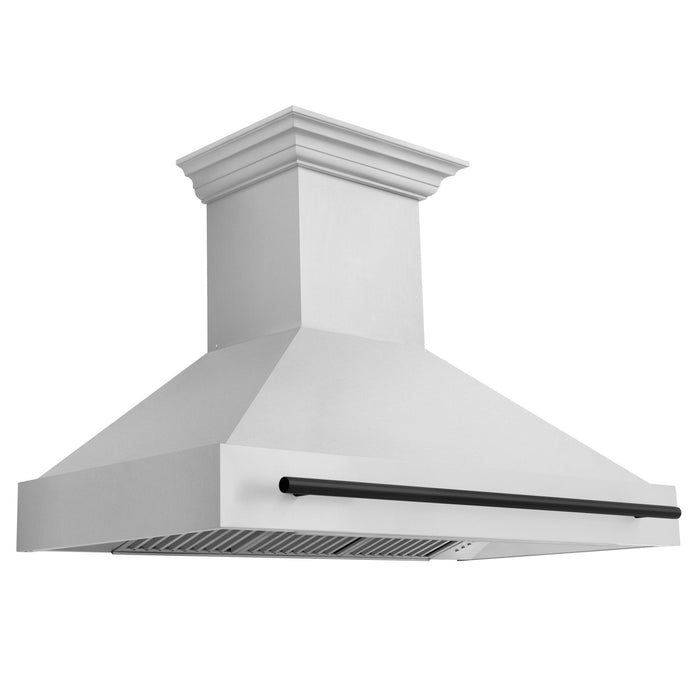 ZLINE 48" Autograph Stainless Wall Range Hood, Black Handle 8654STZ - 48 - MB - Farmhouse Kitchen and Bath