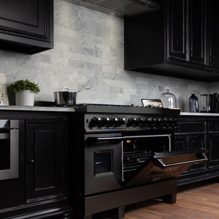 ZLINE 48" Black Stainless, Gas Burner, Electric Oven Range, RAB - 48 - Farmhouse Kitchen and Bath