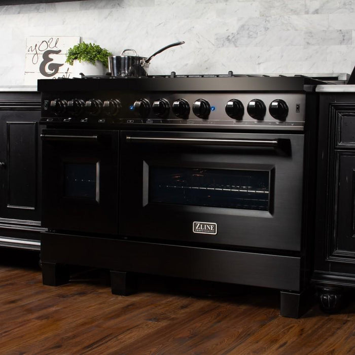 ZLINE 48" Black Stainless, Gas Burner, Electric Oven Range, RAB - 48 - Farmhouse Kitchen and Bath