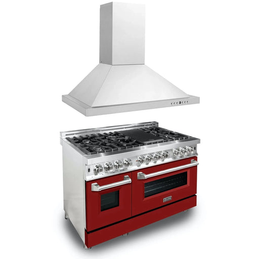 ZLINE 48" Bundle Range RA - RM - 48 & Wall Range Hood KB - 48, 2KP - RARMRH48 - Farmhouse Kitchen and Bath
