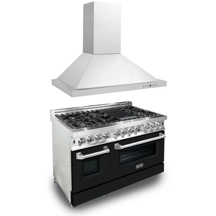 ZLINE 48" Bundle Range RA48 & Wall Range Hood KB - 48, 2KP - RABLMRH48 - Farmhouse Kitchen and Bath