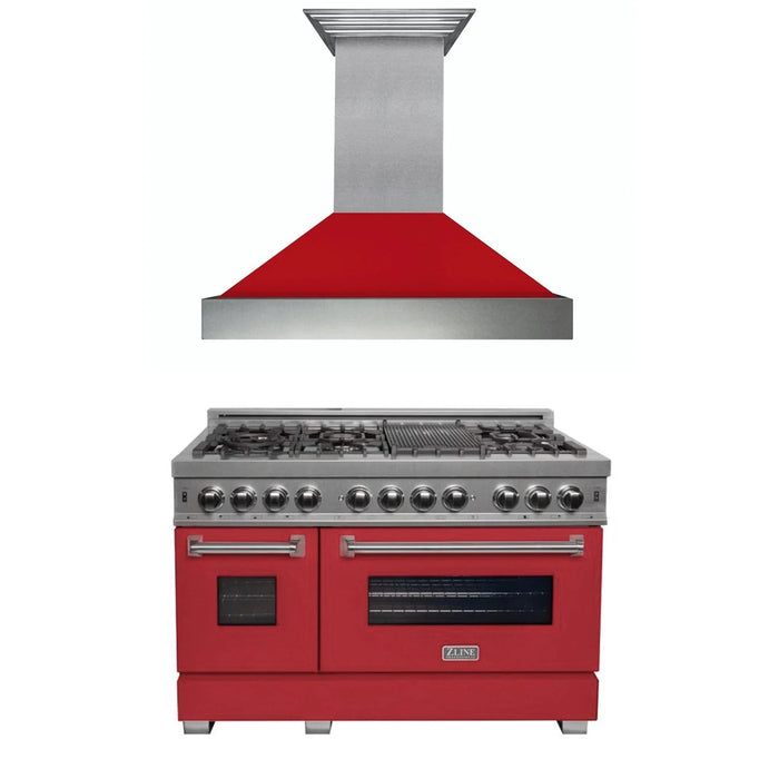 ZLINE 48" Bundle Range RAS - RM - 48 & Range Hood 8654RM - 48, 2KP - RASRMRH48 - Farmhouse Kitchen and Bath