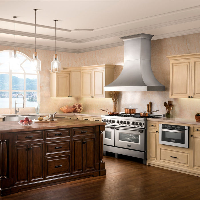 ZLINE 48" Dual Fuel Range, DuraSnow Stainless, Brass Burners, RAS - SN - BR - 48 - Farmhouse Kitchen and Bath