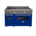 ZLINE 48" Dual Fuel Range Snow Stainless, Blue Matte Door, RAS - BM - 48 - Farmhouse Kitchen and Bath