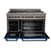 ZLINE 48" Dual Fuel Range Snow Stainless, Blue Matte Door, RAS - BM - 48 - Farmhouse Kitchen and Bath